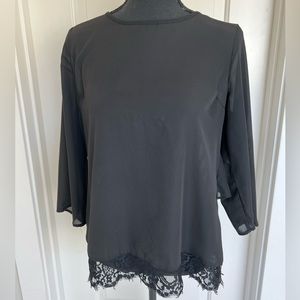 Skies are Blue - Lace Hem Blouse